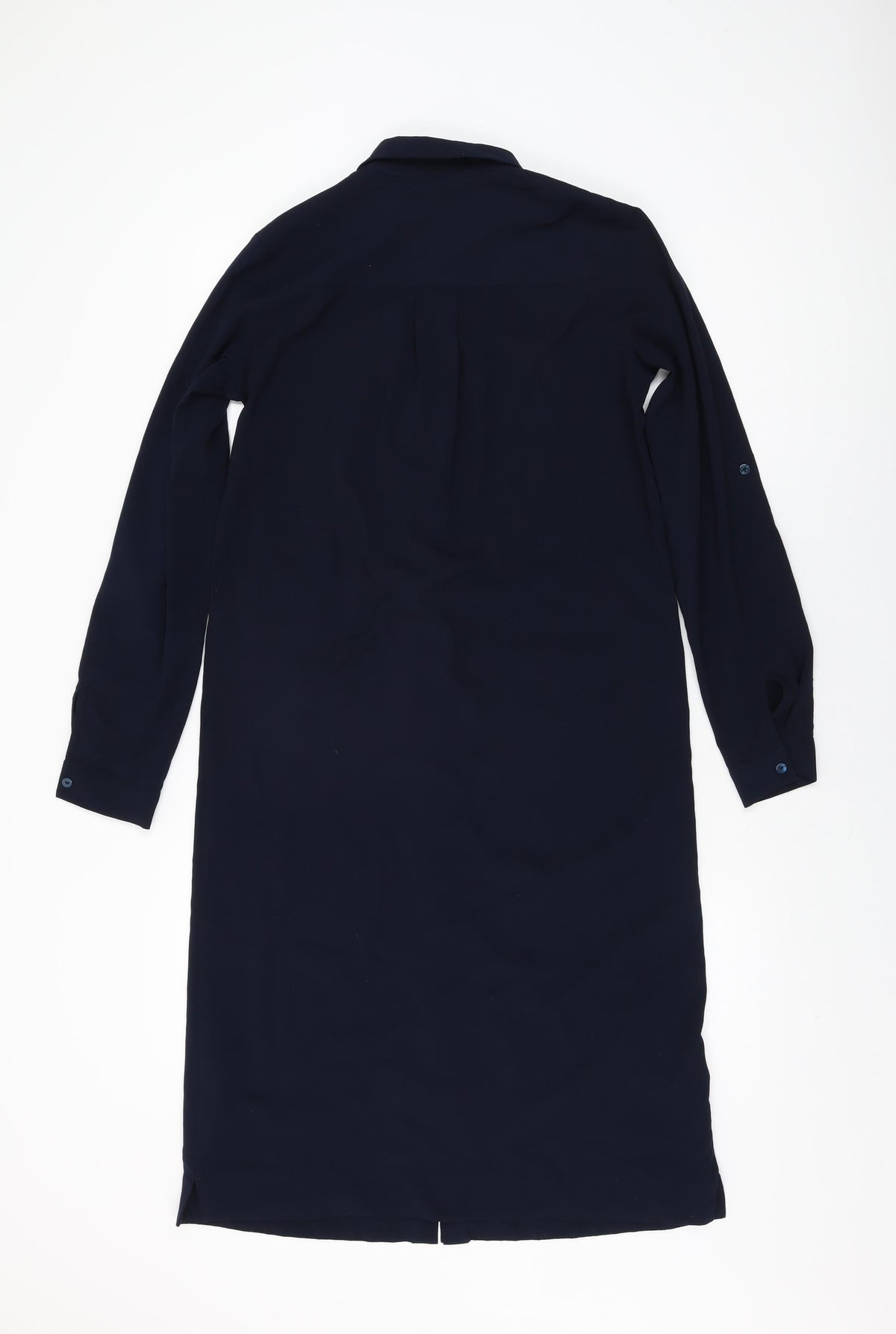 Warehouse Womens Blue Polyester Shift Size 8 Collared Button