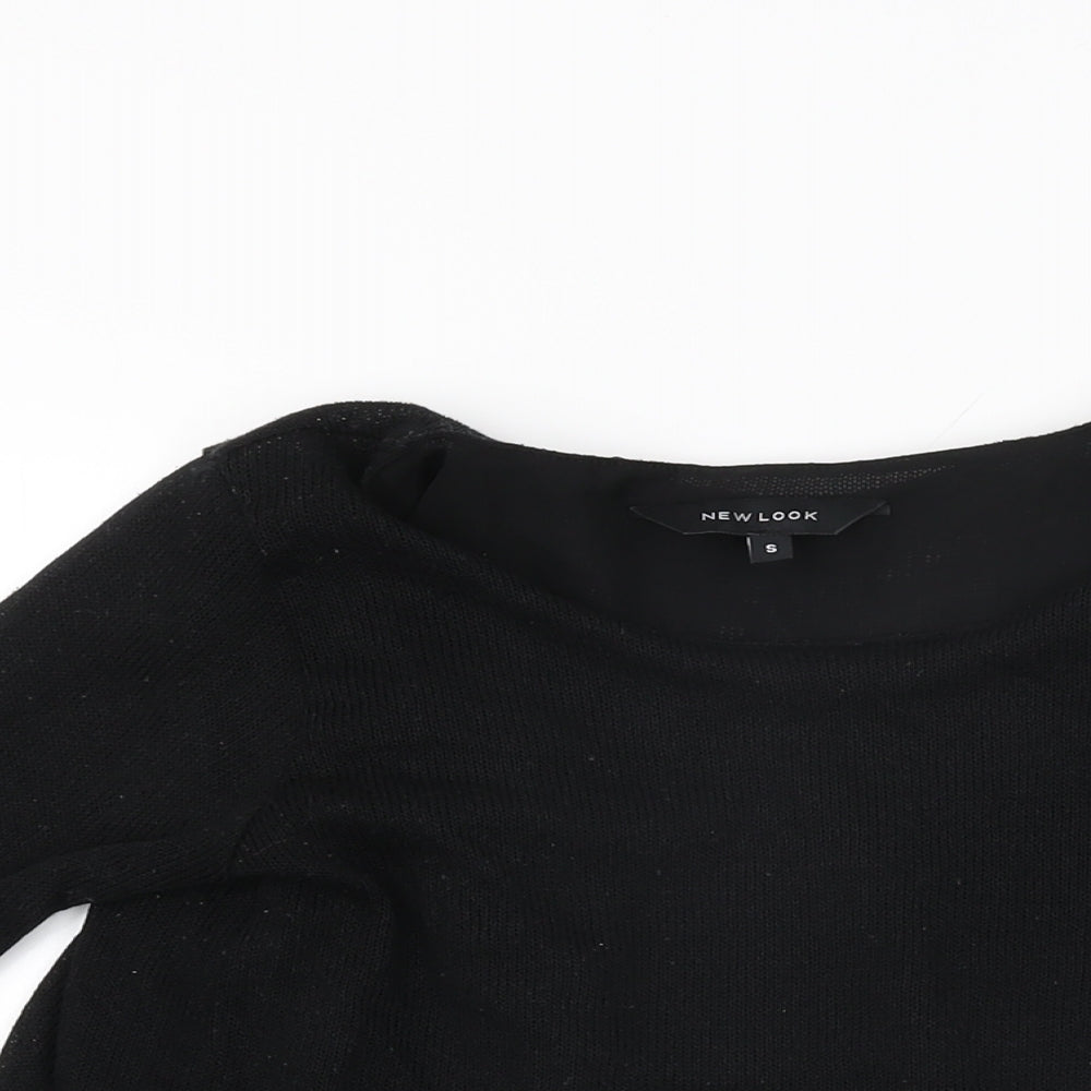 Womens UK Size S New Look Black Basic T-Shirt