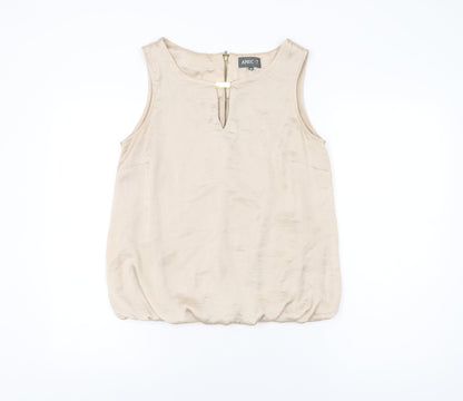 Womens UK Size M Apricot Beige Basic Blouse