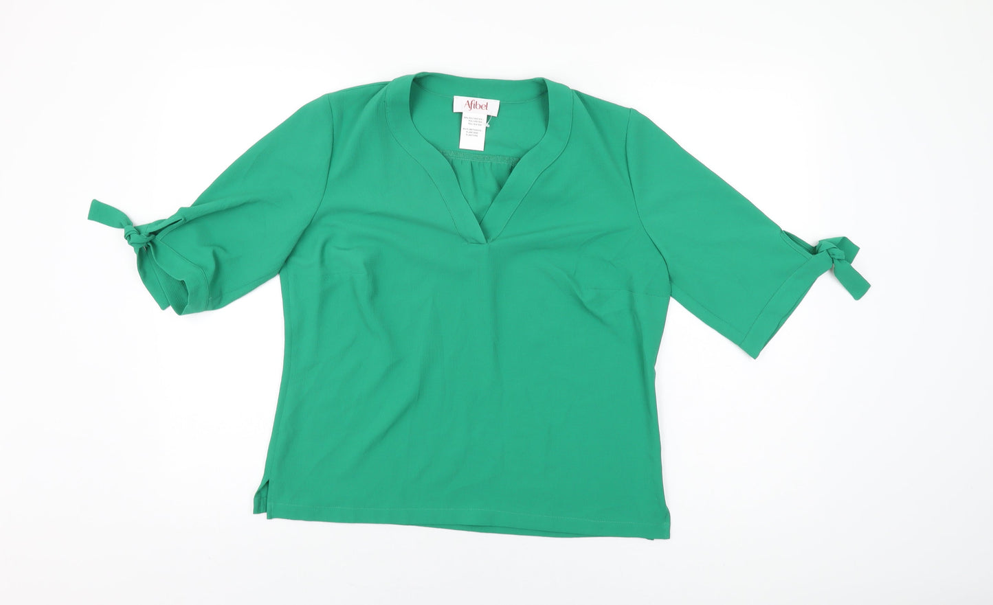 Womens UK Size 12 Afibel Green Basic T-Shirt