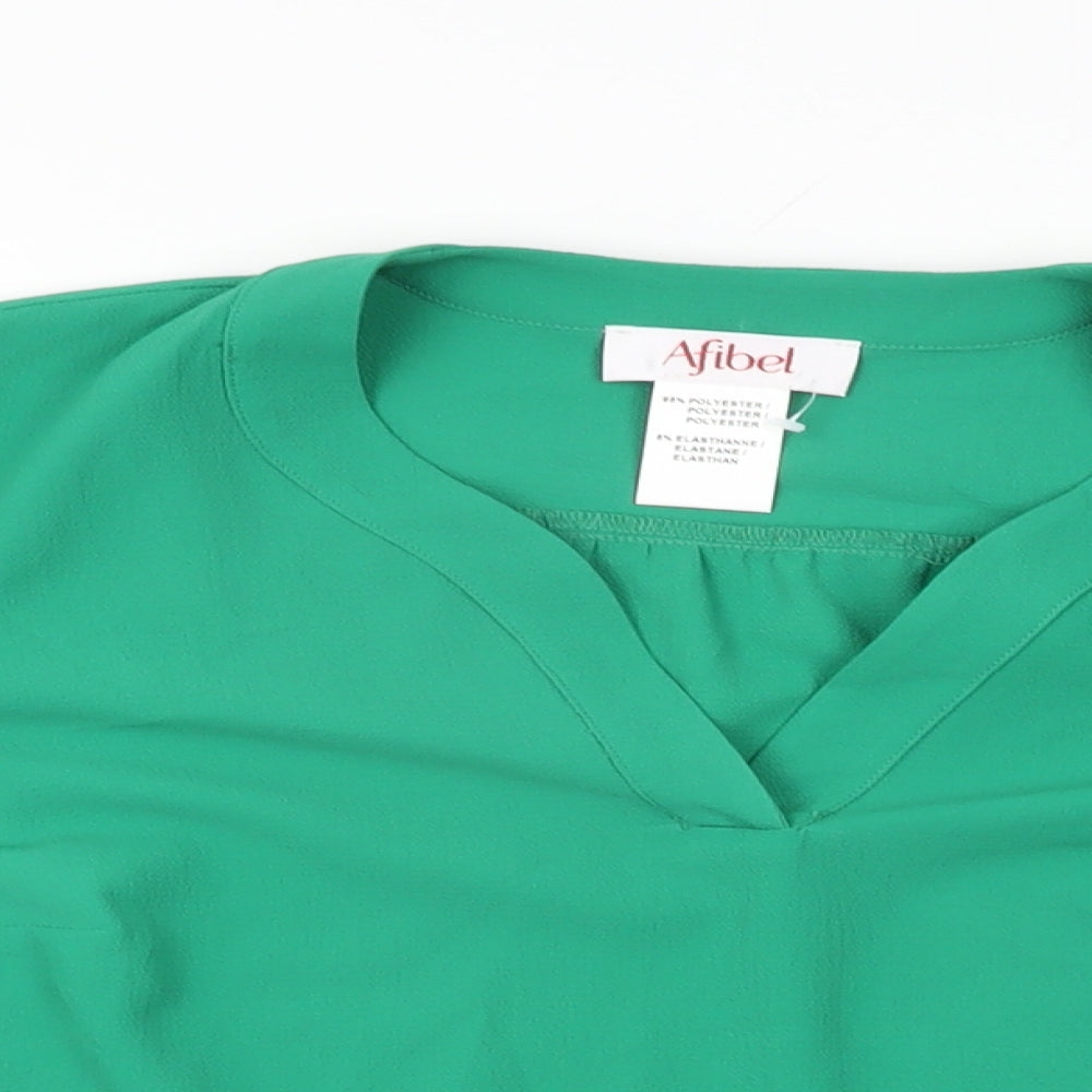 Womens UK Size 12 Afibel Green Basic T-Shirt