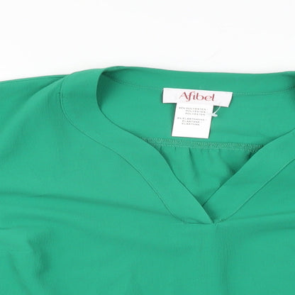 Womens UK Size 12 Afibel Green Basic T-Shirt