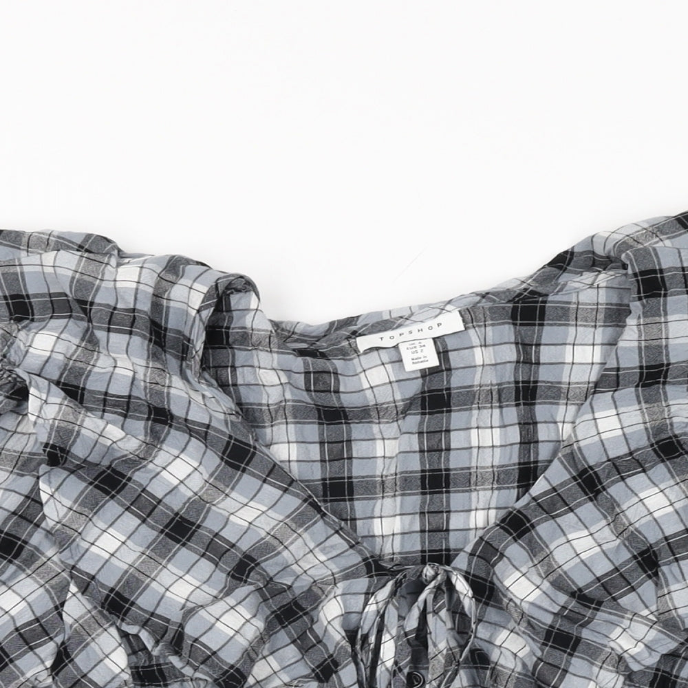 Womens UK Size 6 Topshop Blue Basic Button-Up