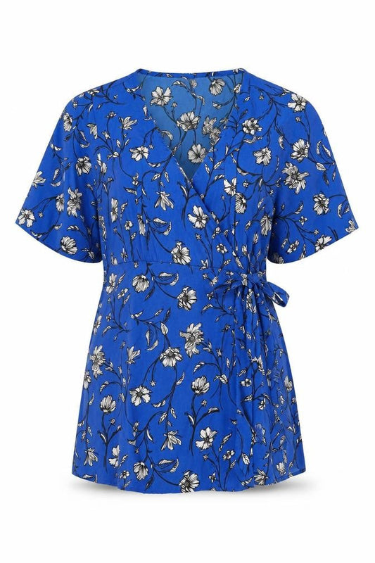 Womens UK Size S Mama-licious Blue Wrap T-Shirt