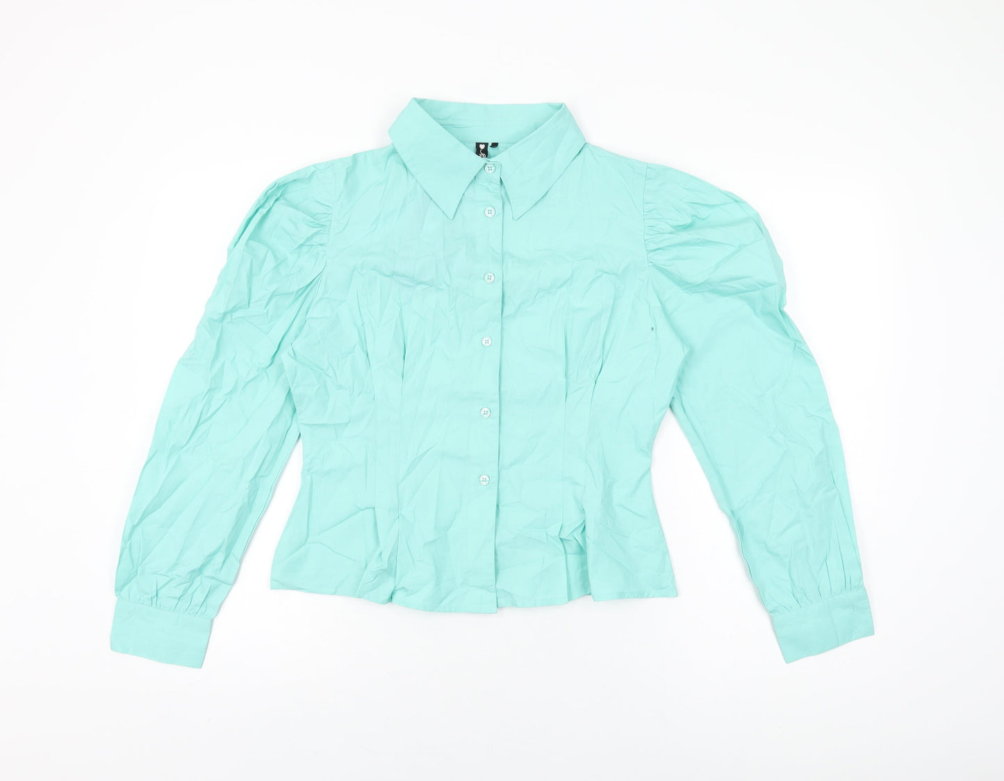 Influence Womens Blue Cotton Basic Button-Up Size 12 Collared