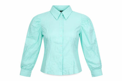 Womens UK Size 12 Influence Blue Basic Button-Up
