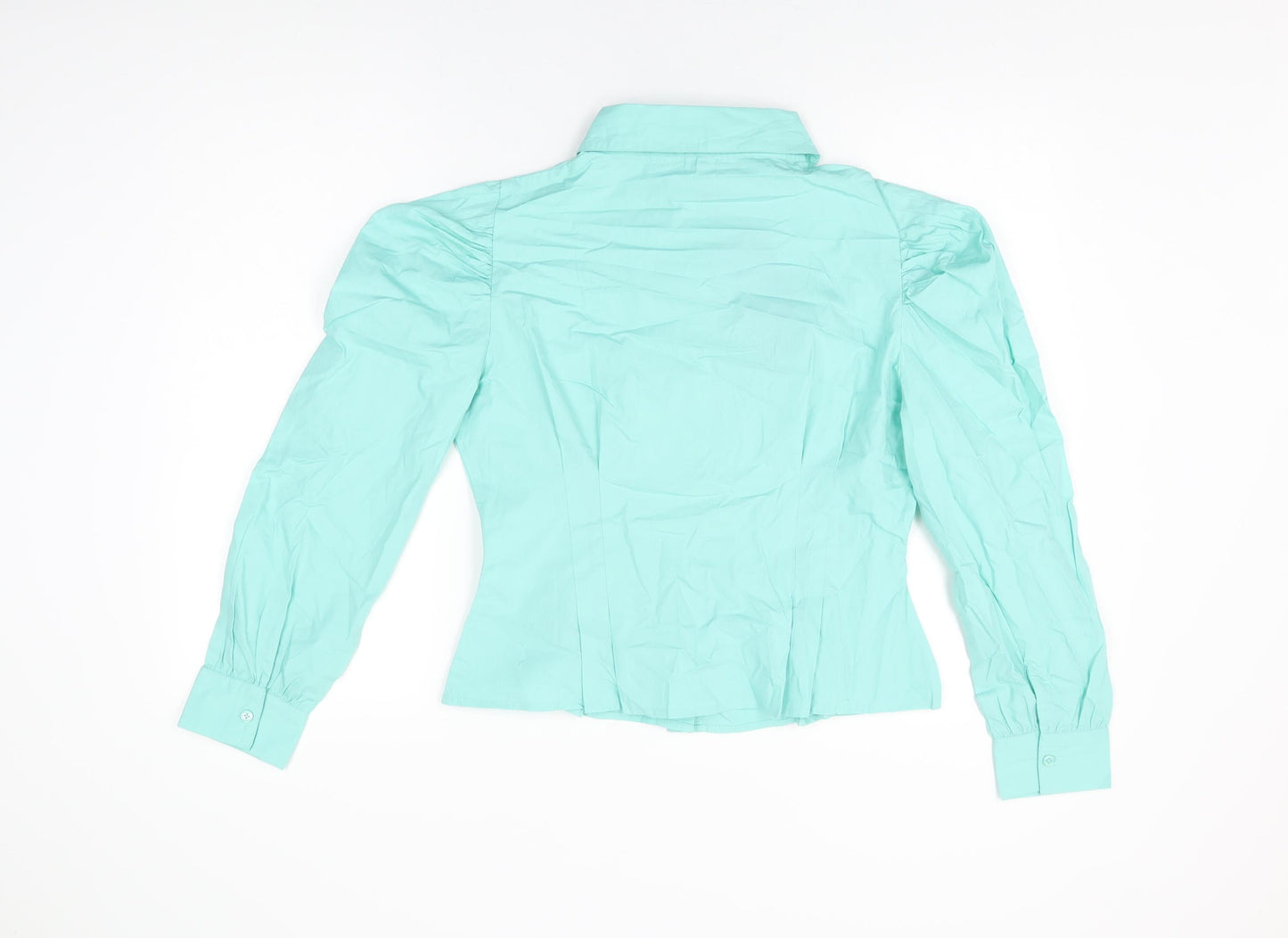 Influence Womens Blue Cotton Basic Button-Up Size 12 Collared