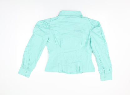 Influence Womens Blue Cotton Basic Button-Up Size 12 Collared