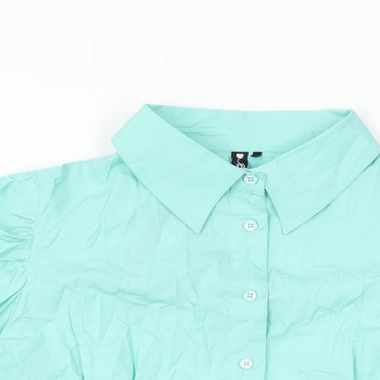 Influence Womens Blue Cotton Basic Button-Up Size 12 Collared