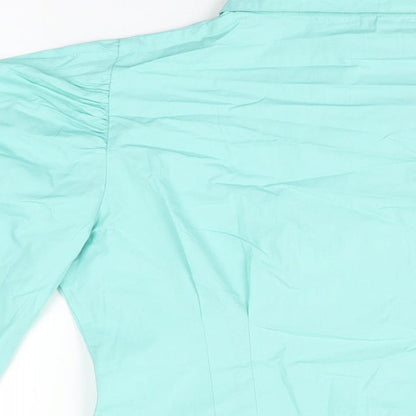 Influence Womens Blue Cotton Basic Button-Up Size 12 Collared