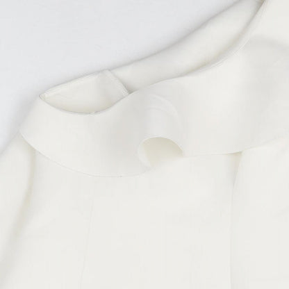 ASOS Womens White Polyester Skater Dress Size 10 One Shoulder Zip