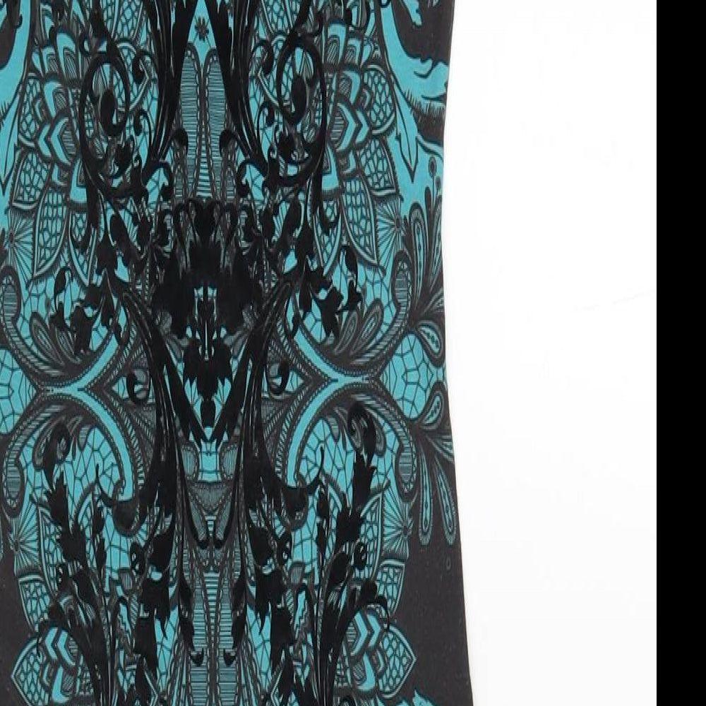 Lipsy Womens Blue Geometric Polyester Bodycon Size 8 Round Neck Pullover