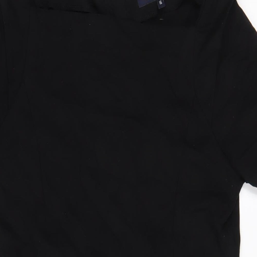 French Connection Womens Black Viscose A-Line Size 16 Square Neck Zip