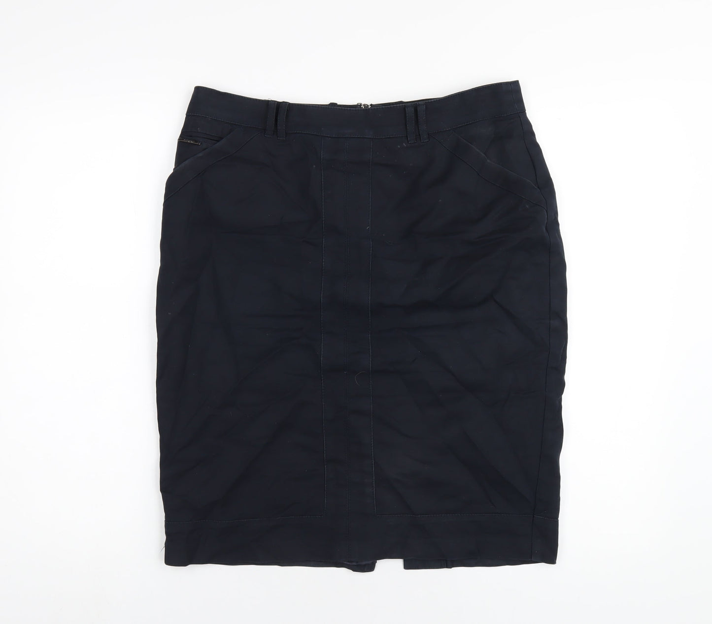 Autograph Womens Blue Cotton Straight & Pencil Skirt Size 12 Zip