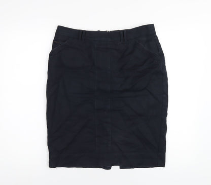 Autograph Womens Blue Cotton Straight & Pencil Skirt Size 12 Zip