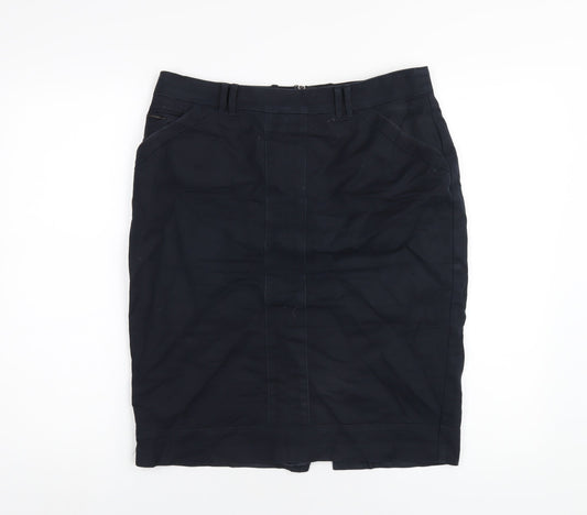 Autograph Womens Blue Cotton Straight & Pencil Skirt Size 12 Zip