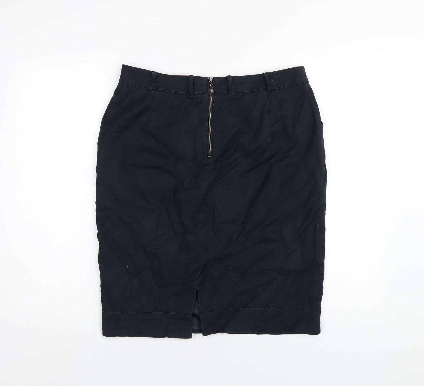 Autograph Womens Blue Cotton Straight & Pencil Skirt Size 12 Zip