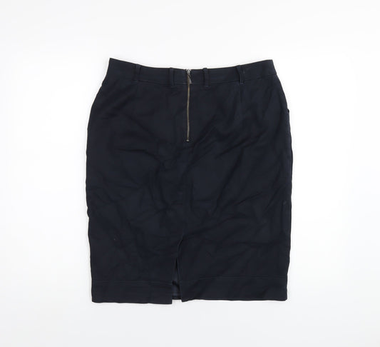 Autograph Womens Blue Cotton Straight & Pencil Skirt Size 12 Zip