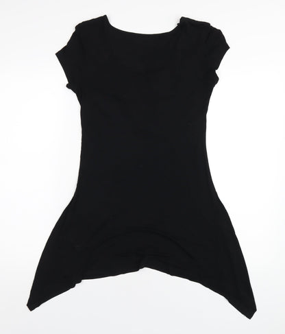 Wallis Womens Black Viscose A-Line Size 8 Scoop Neck Pullover