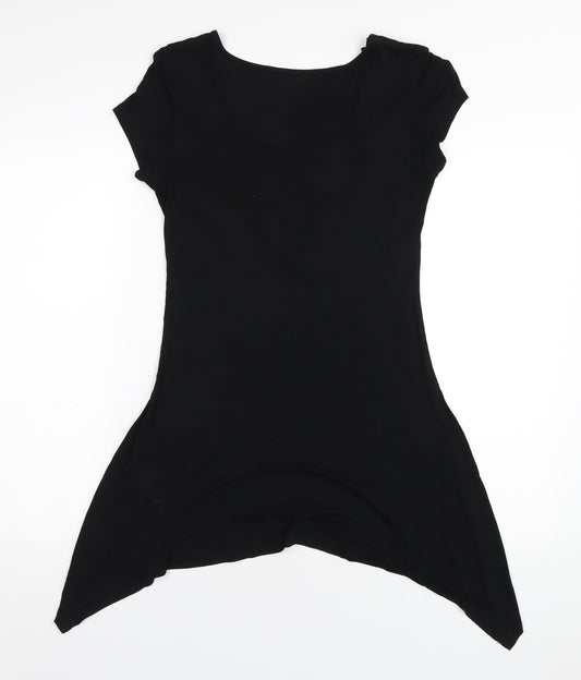 Wallis Womens Black Viscose A-Line Size 8 Scoop Neck Pullover
