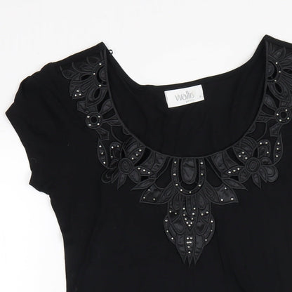 Wallis Womens Black Viscose A-Line Size 8 Scoop Neck Pullover