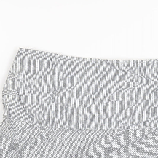 Marks and Spencer Womens Blue Striped Linen A-Line Skirt Size 10 Zip