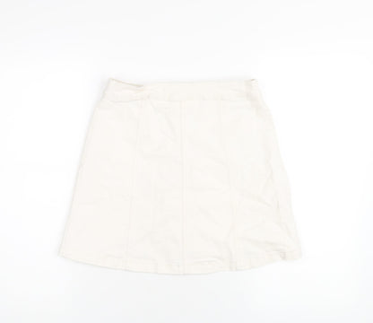 H&M Womens Ivory Cotton A-Line Skirt Size 10 Button