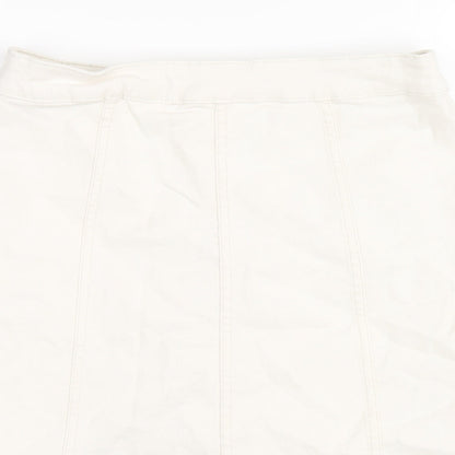 H&M Womens Ivory Cotton A-Line Skirt Size 10 Button