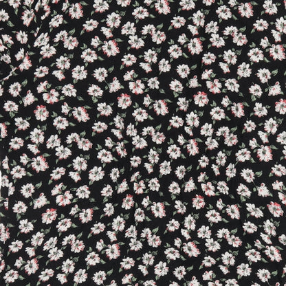 NEXT Womens Black Floral Viscose A-Line Size 16 V-Neck Button
