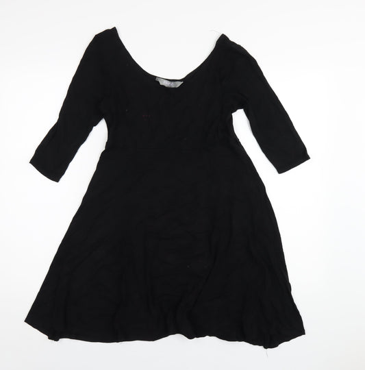 New Look Womens Black Viscose A-Line Size 12 Scoop Neck Pullover