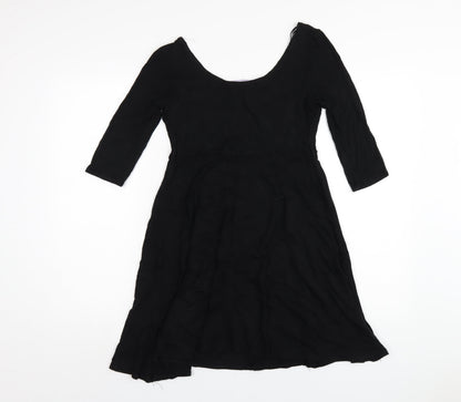 New Look Womens Black Viscose A-Line Size 12 Scoop Neck Pullover