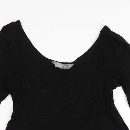New Look Womens Black Viscose A-Line Size 12 Scoop Neck Pullover