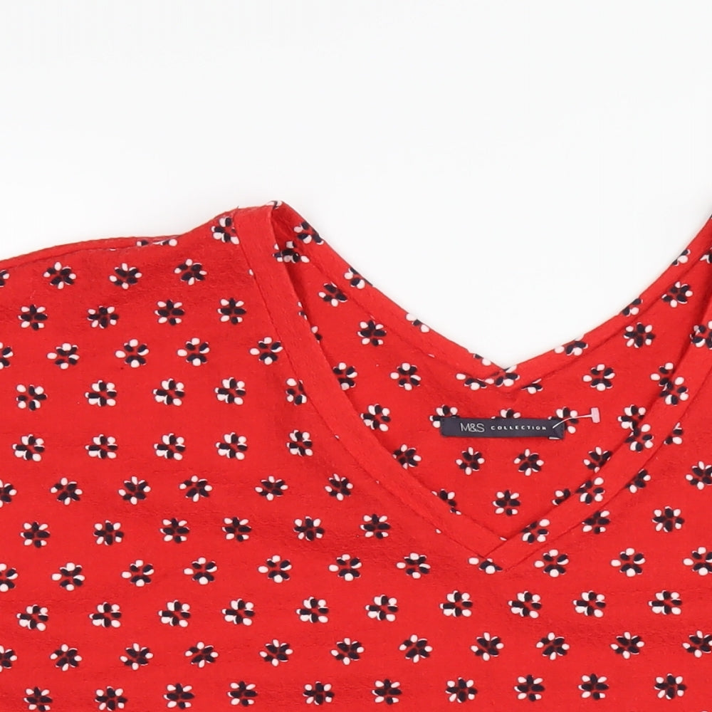 Womens UK Size 22 Marks and Spencer Red Basic T-Shirt