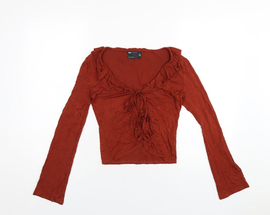 Womens UK Size 8 ASOS Orange Cropped Blouse
