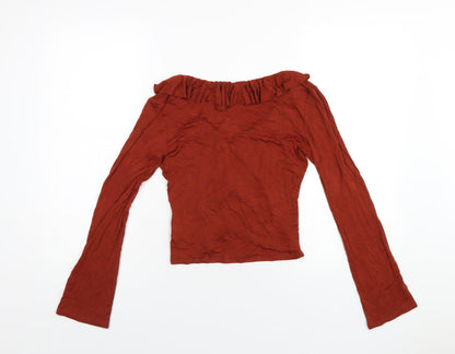 Womens UK Size 8 ASOS Orange Cropped Blouse