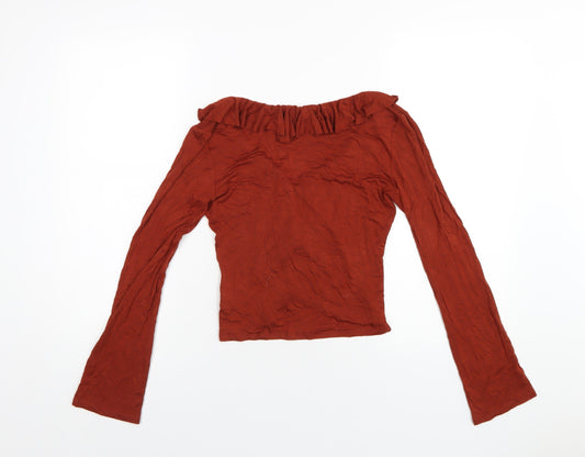 Womens UK Size 8 ASOS Orange Cropped Blouse