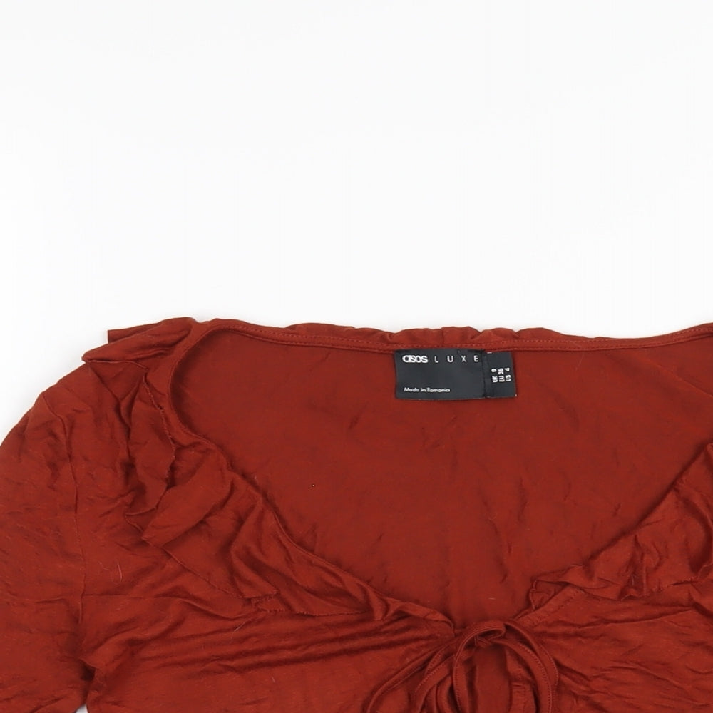 Womens UK Size 8 ASOS Orange Cropped Blouse