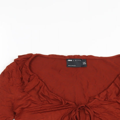 Womens UK Size 8 ASOS Orange Cropped Blouse