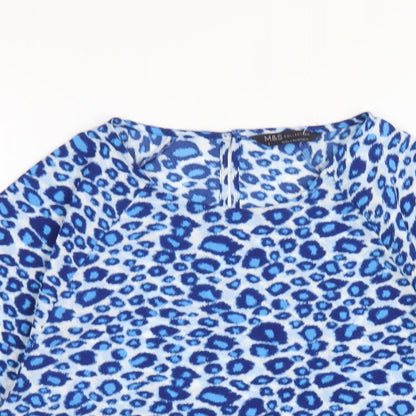 Womens UK Size 8 Marks and Spencer Blue Basic T-Shirt