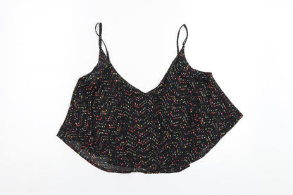 Cotton On Womens Black Geometric Polyester Camisole T-Shirt Size S Scoop Neck