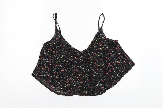 Cotton On Womens Black Geometric Polyester Camisole T-Shirt Size S Scoop Neck
