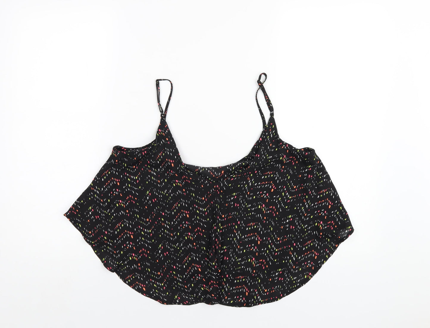 Cotton On Womens Black Geometric Polyester Camisole T-Shirt Size S Scoop Neck