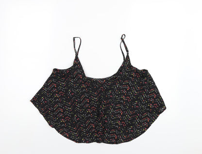 Cotton On Womens Black Geometric Polyester Camisole T-Shirt Size S Scoop Neck