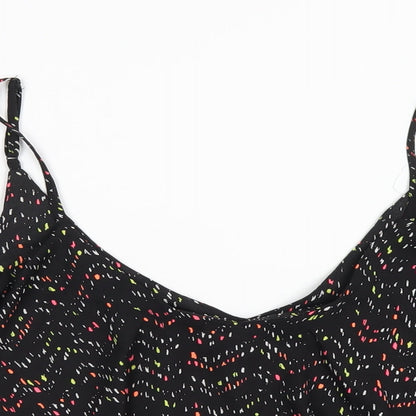 Cotton On Womens Black Geometric Polyester Camisole T-Shirt Size S Scoop Neck