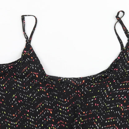 Cotton On Womens Black Geometric Polyester Camisole T-Shirt Size S Scoop Neck