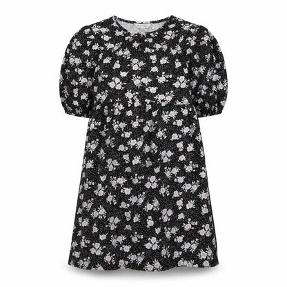 Miss Selfridge Womens Black Floral Cotton A-Line Size 12 Round Neck Pullover