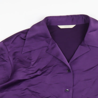 Womens UK Size 14 Marks and Spencer Purple Basic Button-Up