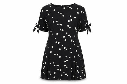 NEXT Womens Black Polka Dot Viscose A-Line Size 12 Round Neck Zip