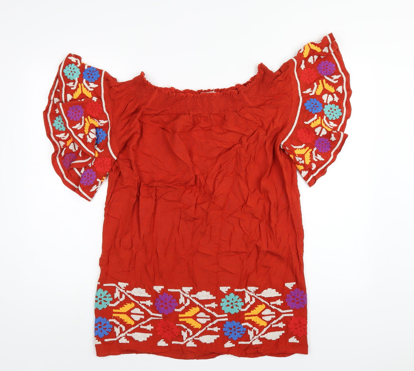 NEXT Womens Orange Viscose A-Line Size 10 Off the Shoulder Pullover