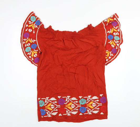 NEXT Womens Orange Viscose A-Line Size 10 Off the Shoulder Pullover